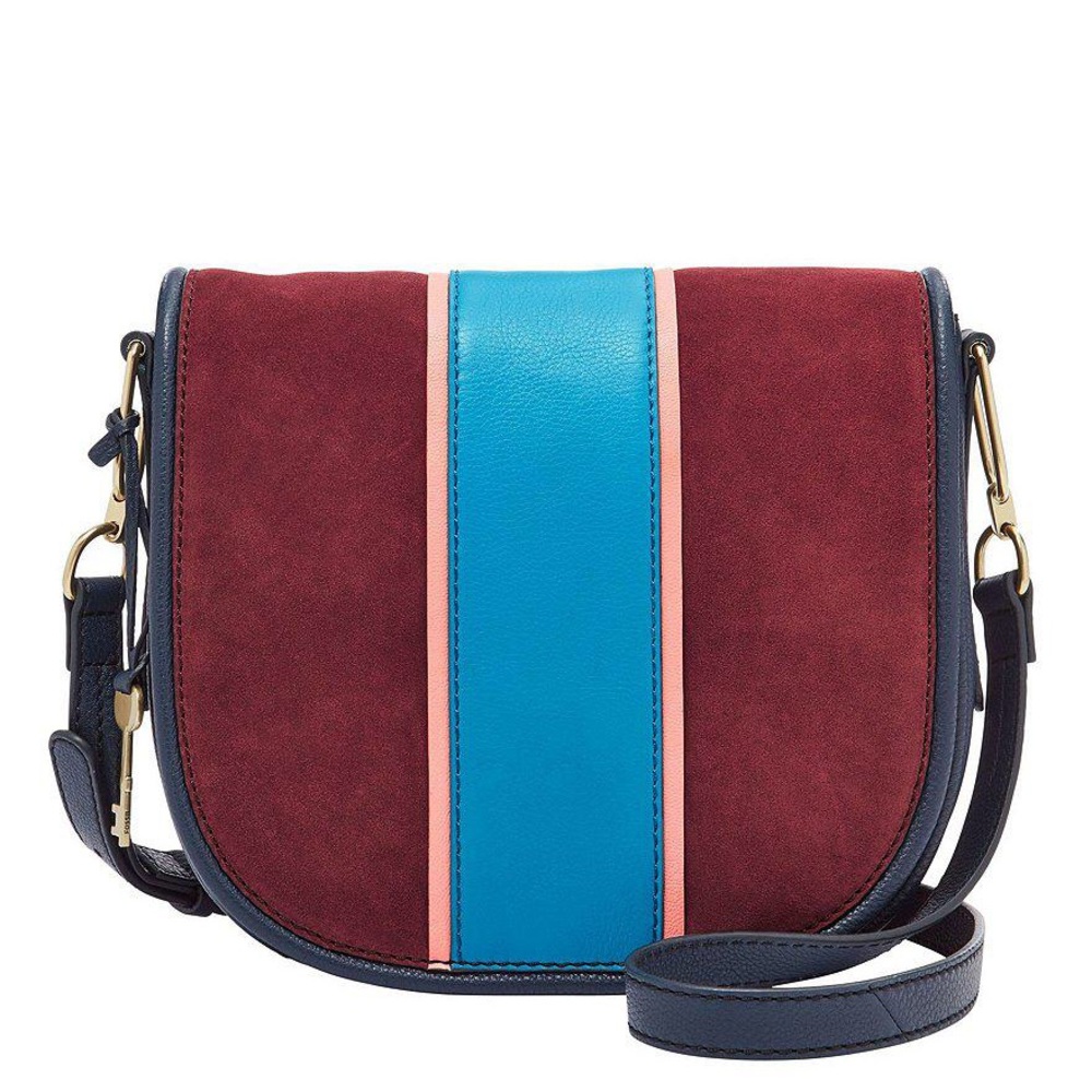 Fossil Rumi Crossbody Small Leather Striped Navy